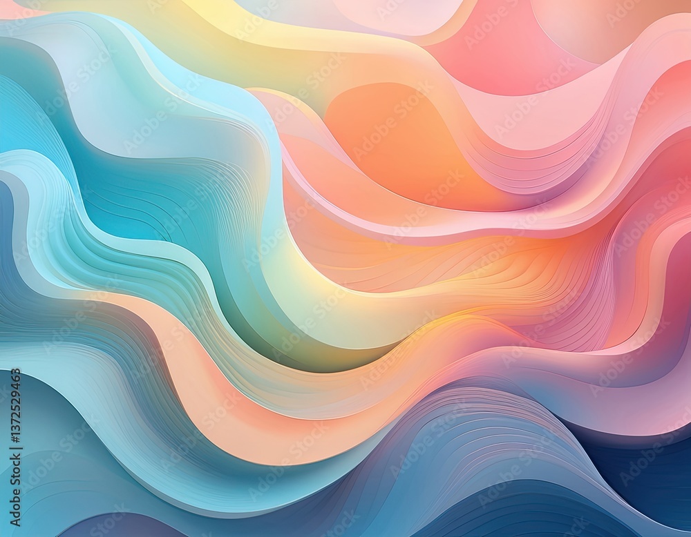 Fototapete trendy, abstract background featuring soft, organic gradient blobs that seamlessly blend into each other. modern and fresh, with a minimalist aesthetic using pastel shades and subtle shadows