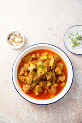Chicken ragout with pineapple