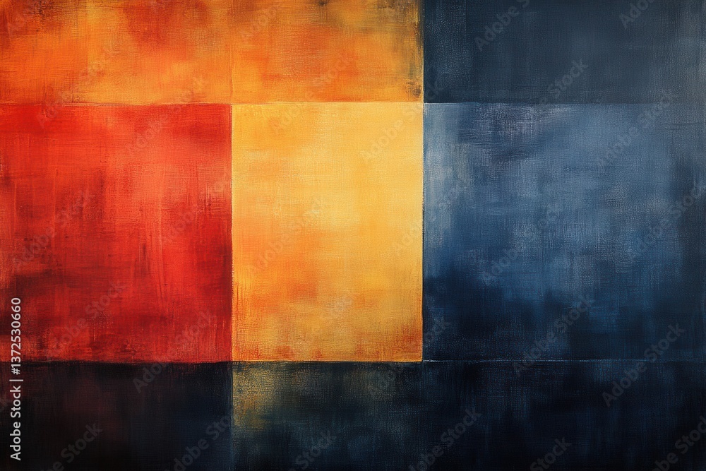 Poster abstract painting with geometric blocks in vibrant colors offering a modern artistic expression and 