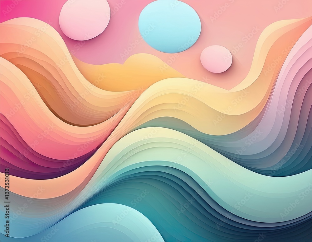 Fototapete trendy, abstract background featuring soft, organic gradient blobs that seamlessly blend into each other. modern and fresh, with a minimalist aesthetic using pastel shades and subtle shadows