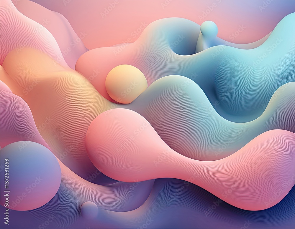 Poster trendy, abstract background featuring soft, organic gradient blobs that seamlessly blend into each o