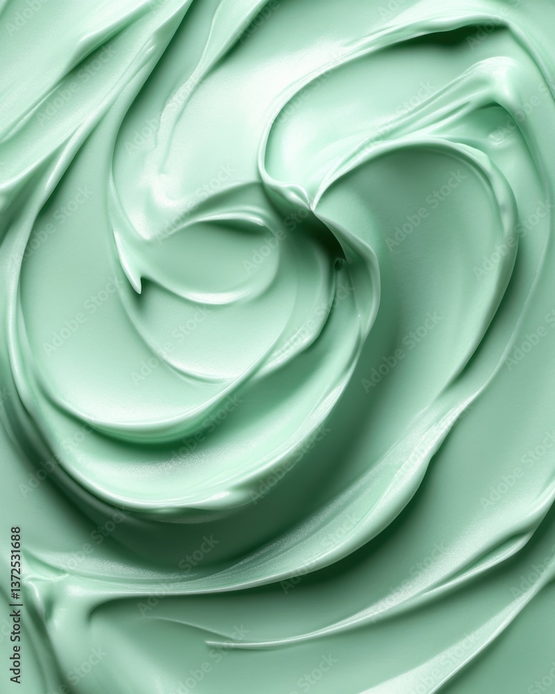 Poster elegant mint green cream swirls with a smooth texture creating a calming and soothing visual experie