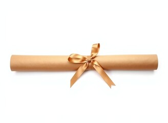 Scroll Wrapped with Ribbon on White Background