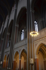 Fototapeta premium inside the famous Markt Kirche in Wiesbaden, a brick building in neo-Gothic style