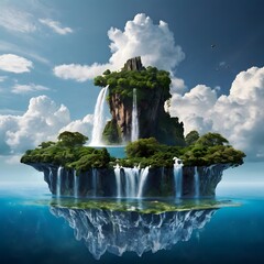 waterfall in tropical island