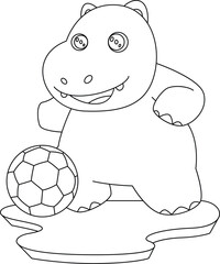 Hippo Soccer player Soccer Animal Vector Graphic Art Illustration