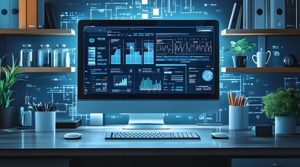 Obraz premium Electronic patient record system with a modern clean digital interface Illustration