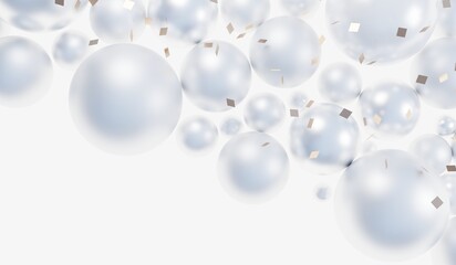 Abstract background, decorative balls, party in soft tones, 3D illustration