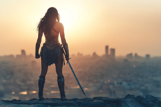  city warrior at dusk, - Powered by Adobe