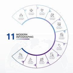 Blue color, 11 infographic.