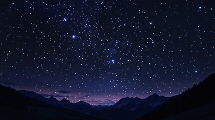Fototapeta premium Starry night sky over alpine mountains