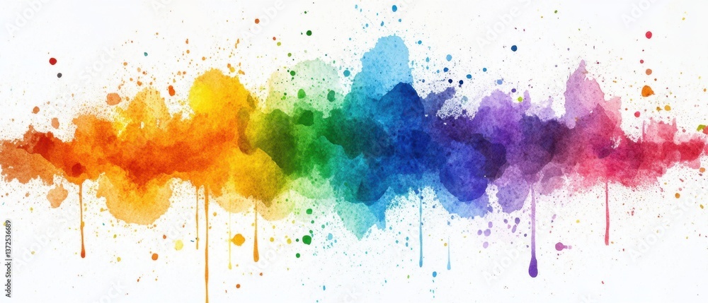 Poster abstract watercolor rainbow spectrum on white paper background vibrant artistic expression and creat