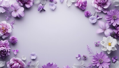 Delicate floral frame on a pastel background