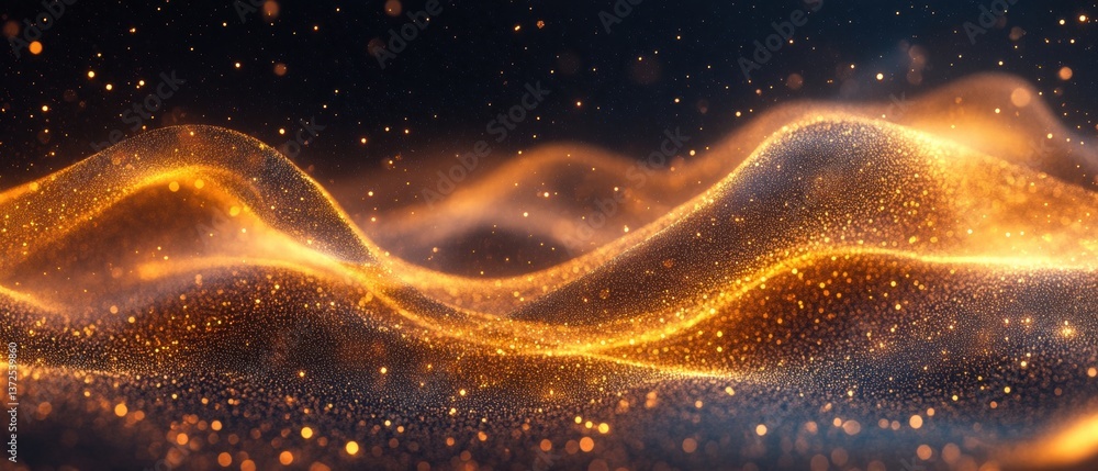 Poster radiant golden waves shimmer against a dark backdrop creating an ethereal and captivating abstract l