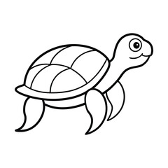 Simple Line Drawing of a Smiling Turtle for Coloring
