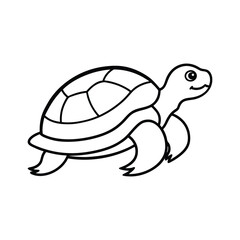 Simple Line Drawing of a Smiling Turtle for Coloring
