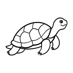 Simple Line Drawing of a Smiling Turtle for Coloring
