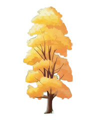 Whimsical cartoon illustration of a stylized autumn tree vector 