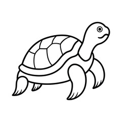 Simple Line Drawing of a Smiling Turtle for Coloring
