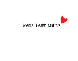 Mental health matters word with red heart