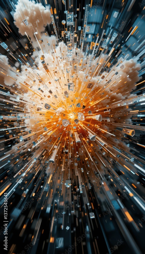 Aufkleber explosive colors burst with dynamic light and textured elements