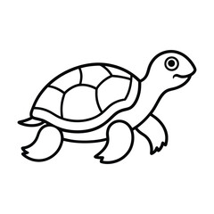 Simple Line Drawing of a Smiling Turtle for Coloring
