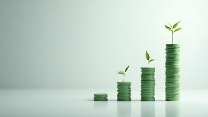 Contemporary Finance: Carbon-Conscious Funds with Minimalist Design, Highlighting Reduced Emissions Portfolios and Integrated ESG Metrics in Photo Stock Concept.