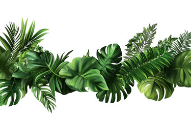 jungle foliage border, in the style of PNG, with a transparent background