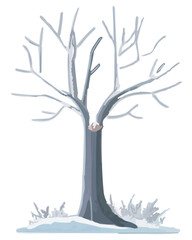 A vector tree with snow on it