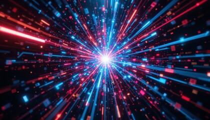 Obraz premium Colorful Abstract Light Burst with Motion and Energy in Space