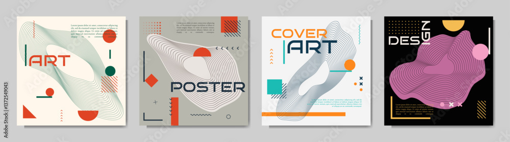 Aufkleber vector illustration. linear pattern with memphis geometric elements. design elements for social medi