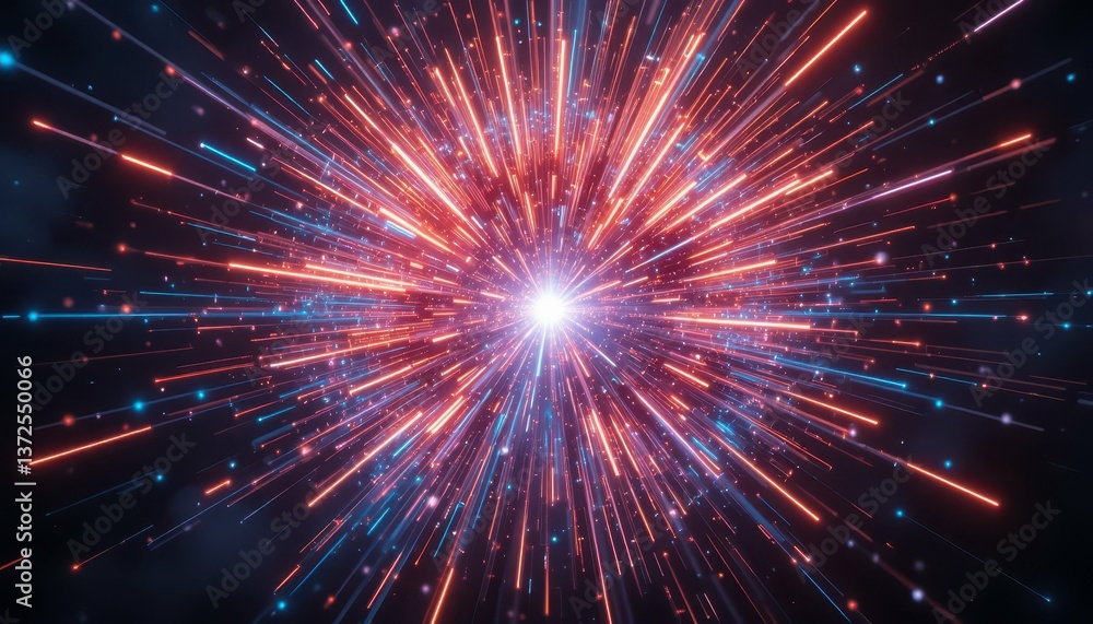Aufkleber vibrant explosion of colorful light rays in dynamic motion