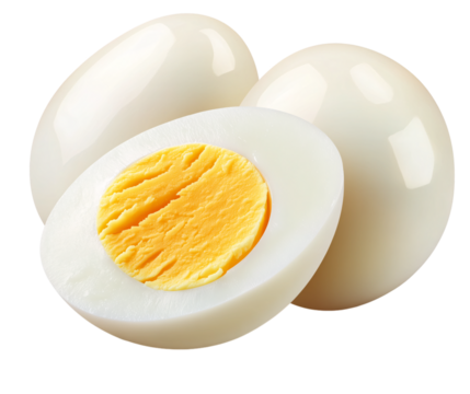 Boiled egg, cut in half, with a transparent background - Powered by Adobe
