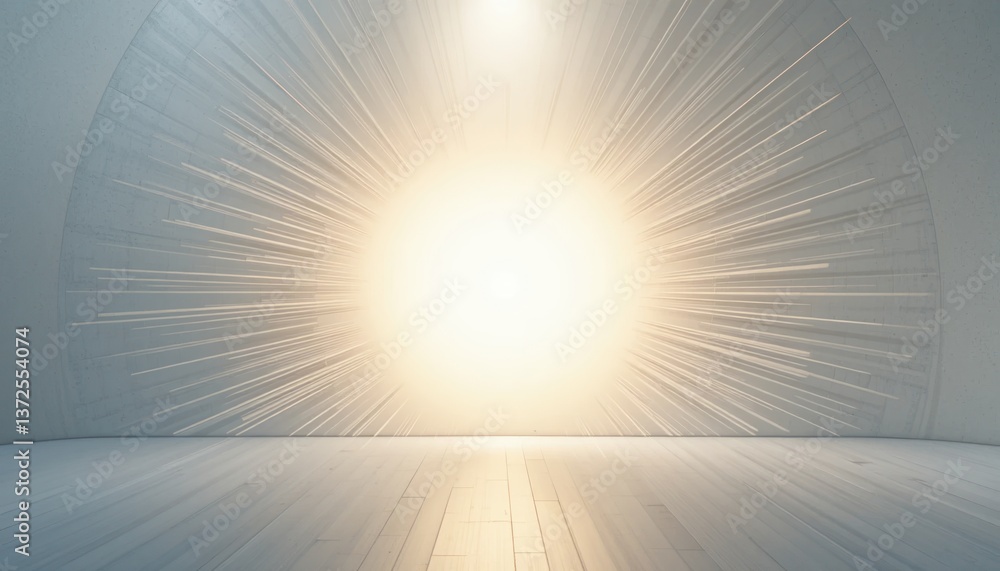 Poster radiant light burst action abstract space digital art minimalist environment front view illumination