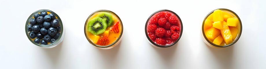 Four smoothies in glasses