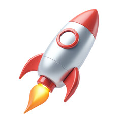 Cartoon rocket launching, isolated on black. Perfect for websites, apps, and marketing materials.