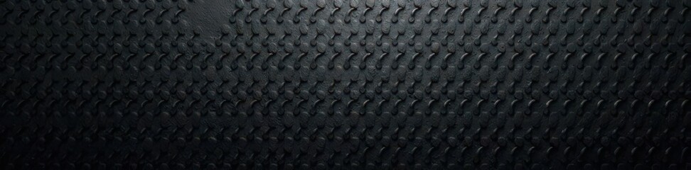 Black metal backdrop; perforated sheet with rough texture, metalwork, industrial metal