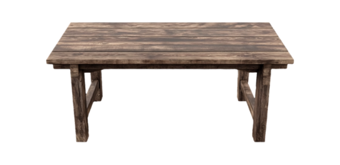 Wooden table isolated on a transparent background