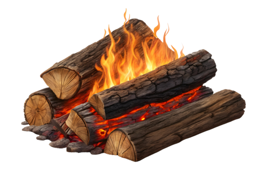 Close-up of a crackling campfire with glowing embers.