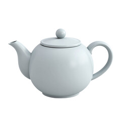 Obraz premium Studio shot of a light grey ceramic teapot, isolated on white background. Perfect for websites, blogs, or menus.