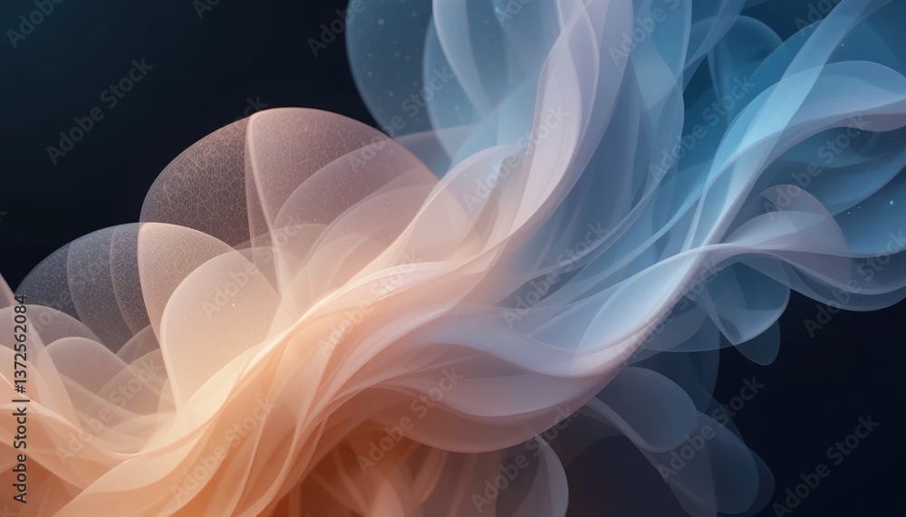 Poster dynamic abstract waves flowing in soft hues digital artwork contemporary design visual art artistic 