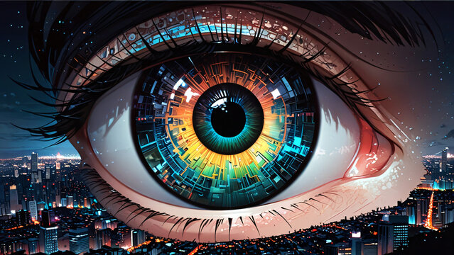 Holographic eye of data - Anime illustration