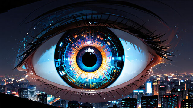 Holographic eye of data - Anime illustration
