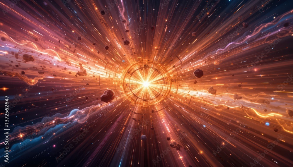 Poster cosmic burst of light and color in deep space environment