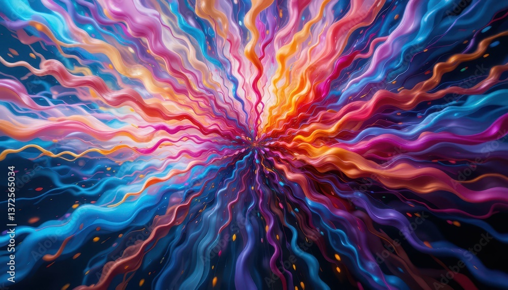 Poster colorful waves of light creating dynamic abstract visual effect