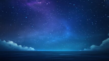 Fototapeta premium Starry night sky over calm, dark ocean.
