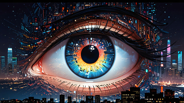 Holographic eye of data - Anime illustration