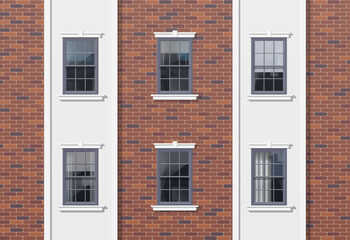 modern brick house facade exterior with windows vector illustration