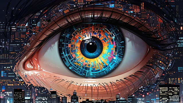 Holographic eye of data - Anime illustration