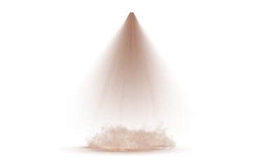 Featuring multiple chocolate brown spotlights shining at various angles, with light beams diffused through a subtle mist, set against a transparent background. PNG.
